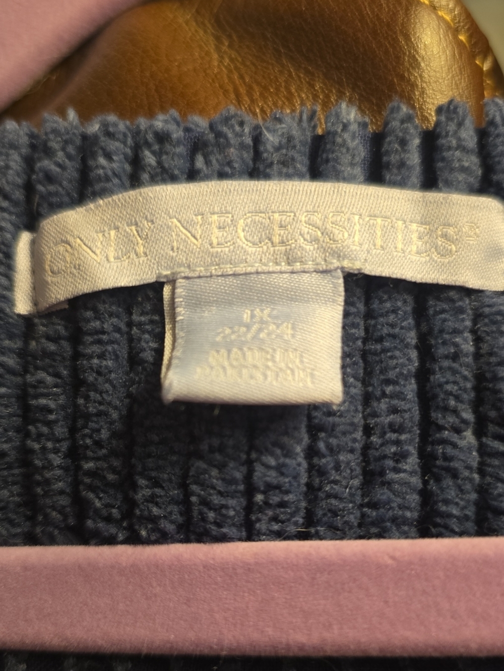 Only Necessities Navy Chenille Robe with Pink Rose Embroidery - Picture 2 of 4